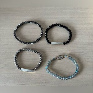 4- Faceted Crystal Beaded Stretch Bracelets